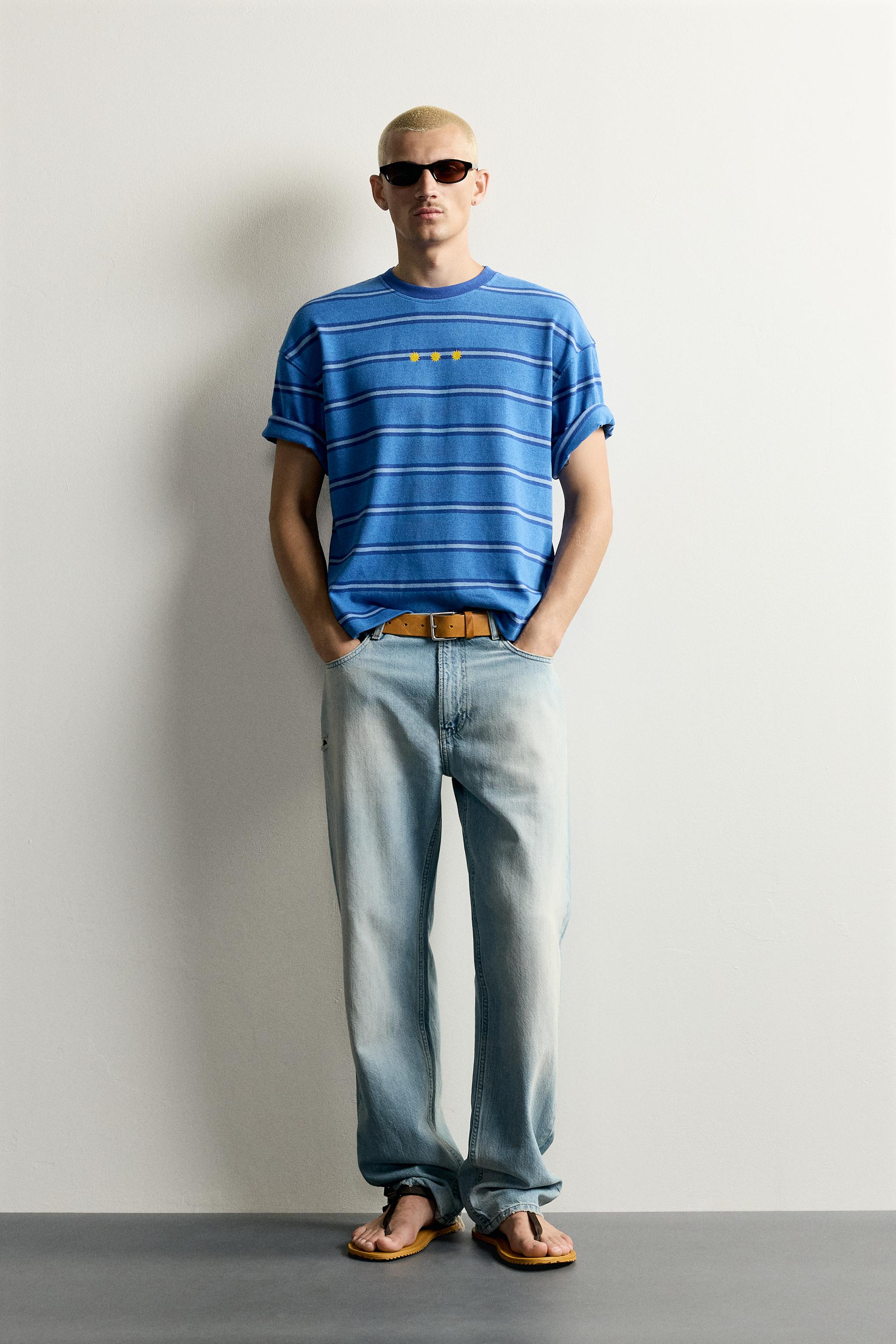 STRIPED JACQUARD EMBROIDERED T-SHIRT